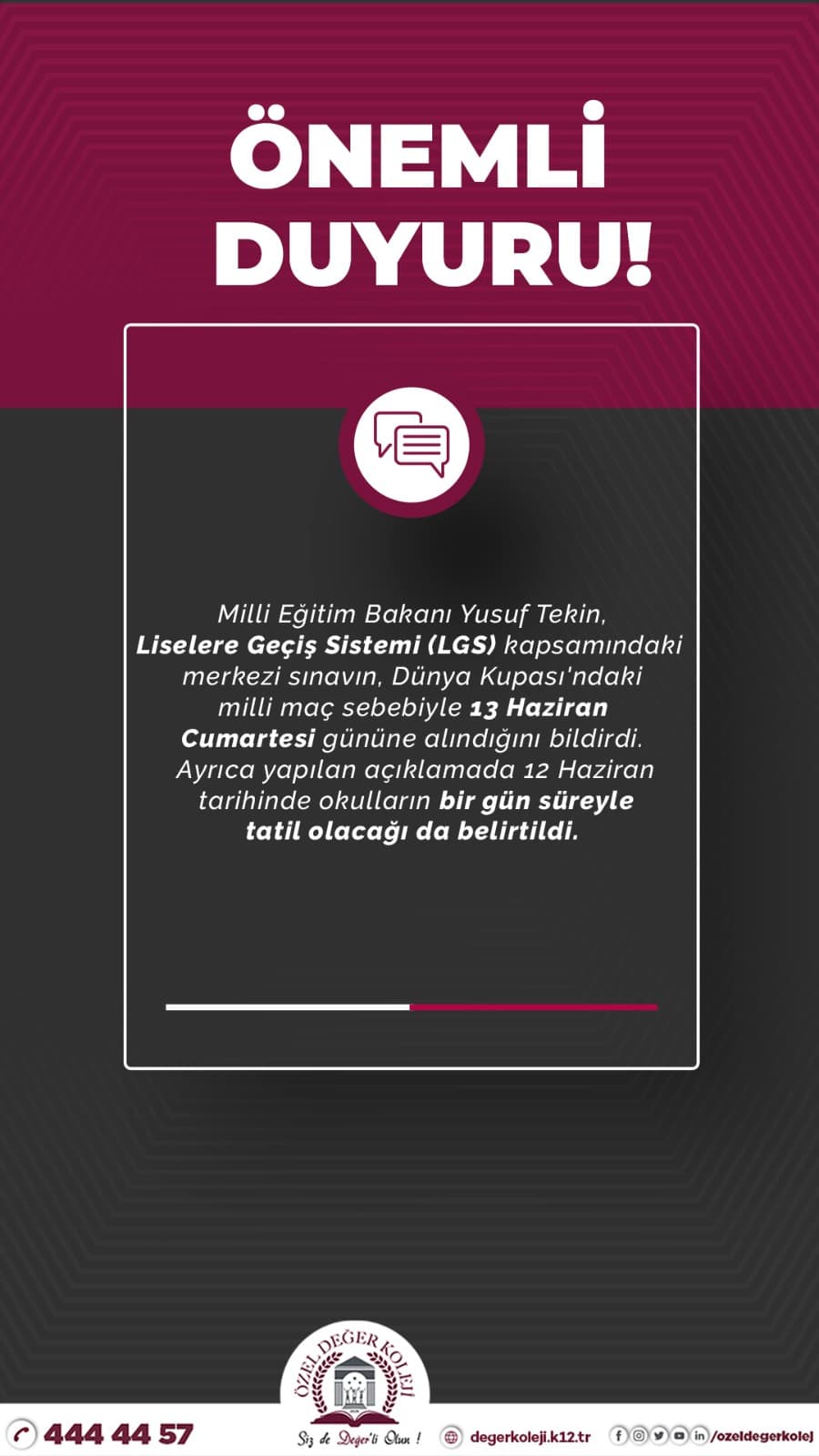 LGS Tarih Değişikliği